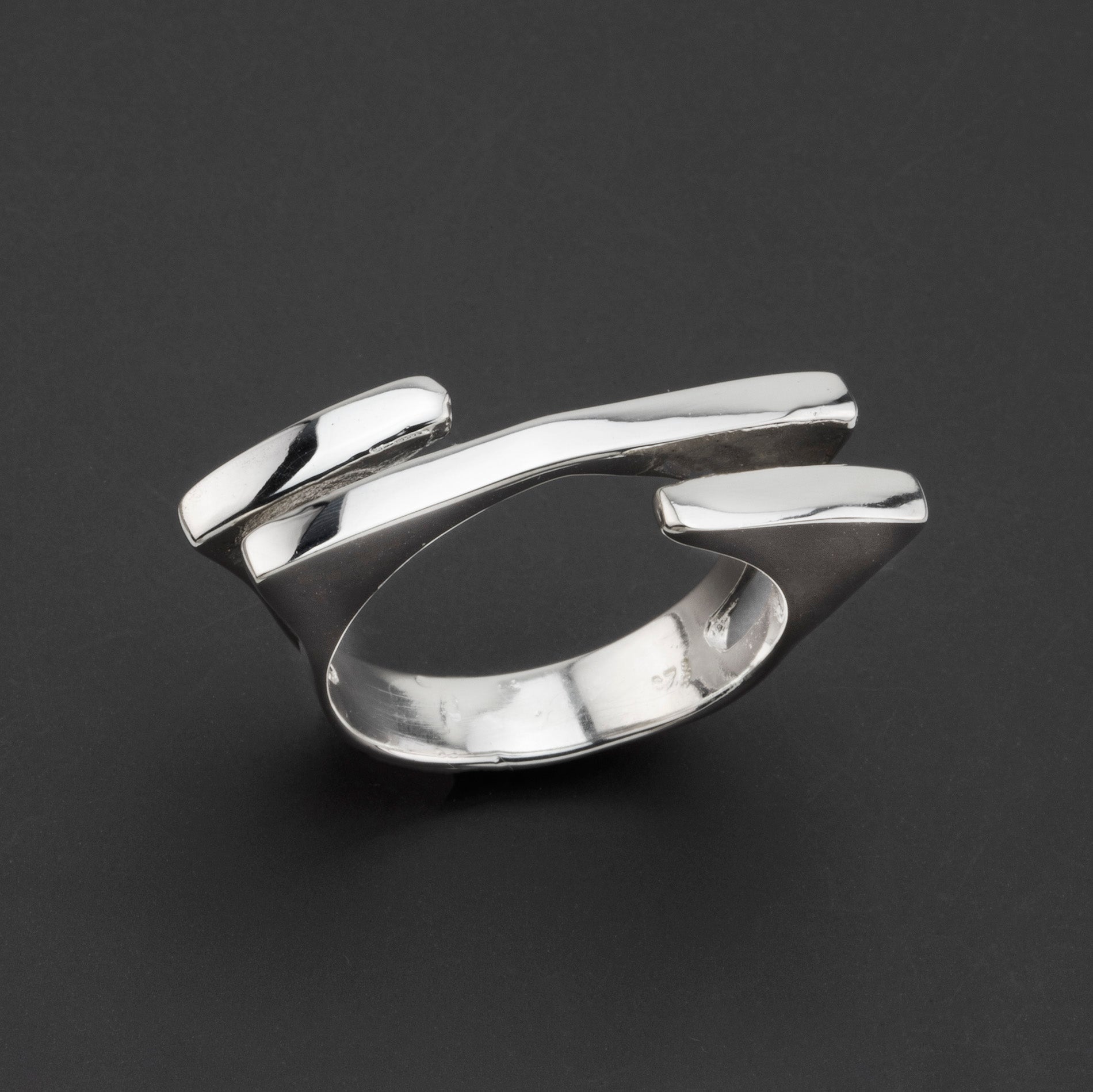 geometric solid sterling silver ring