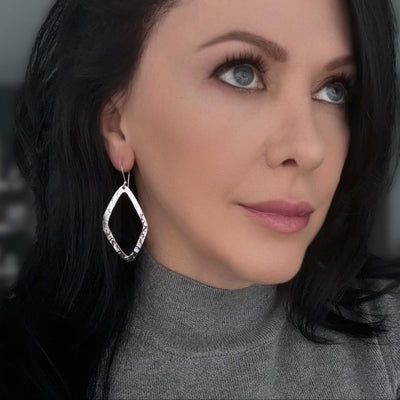 Edge Dancer Large Silver Dangle Earrings