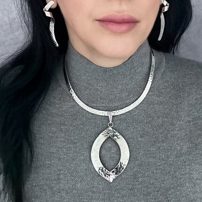 Large Hammered Silver Pendant