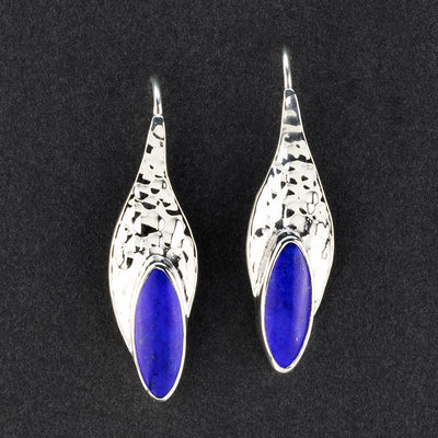 hammered silver and lapis drop earrings
