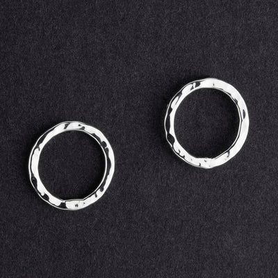 hammered silver open circle stud earrings
