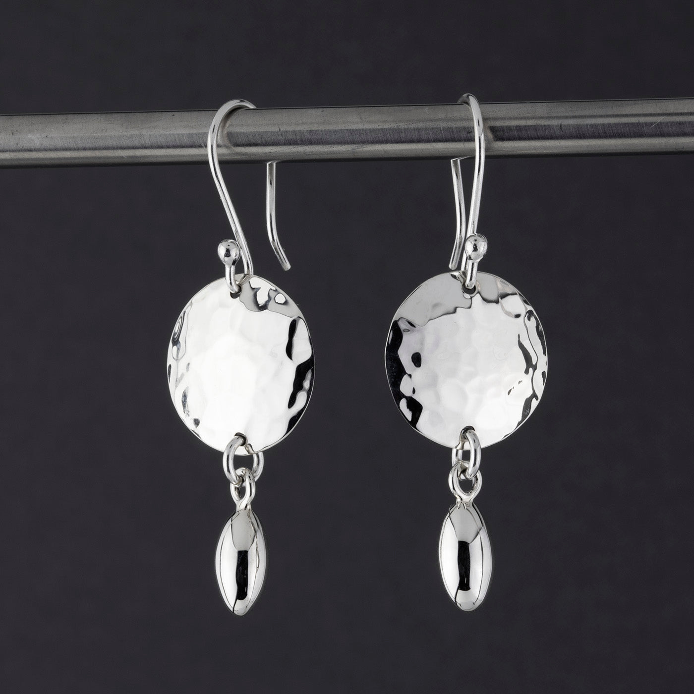 hammered silver pendant dangle earrings