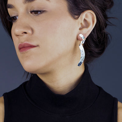 Spiral Cascade Hammered Silver Earrings