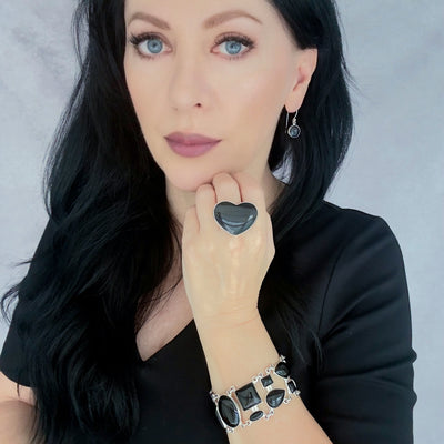 Obsidian Kiss Large Heart Ring