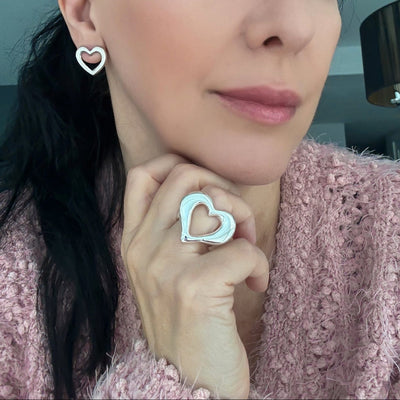 Love Loop Chunky Silver Heart Ring