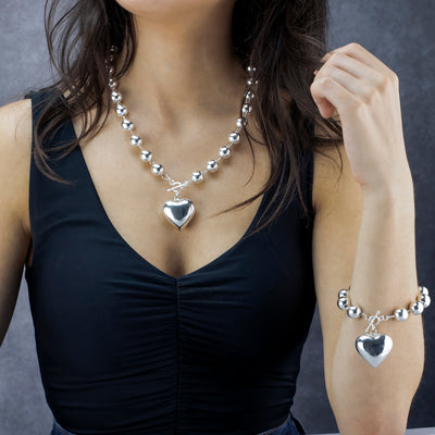 Bold Love Mexican Silver Heart Necklace