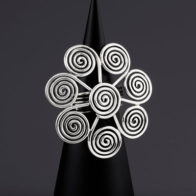 infinity spiral Taxco silver ring
