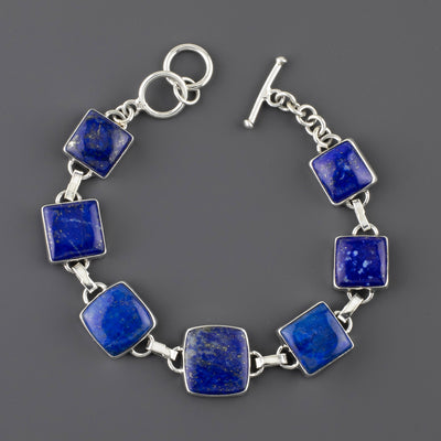 Starry Night Lapis Lazuli Silver Bracelet