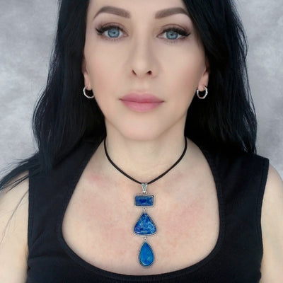 Three Stone Lapis Pendant