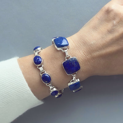 Starry Night Lapis Lazuli Silver Bracelet
