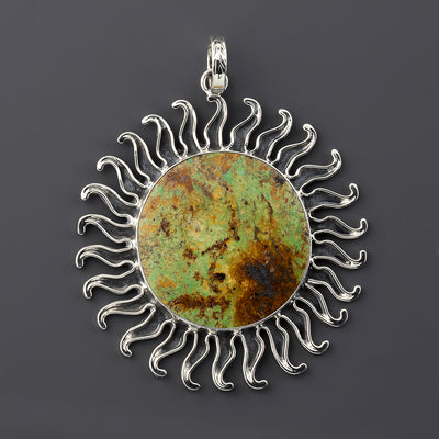 large African turquoise sun pendant