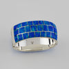 large bold blue opal hinged bangle bracelet