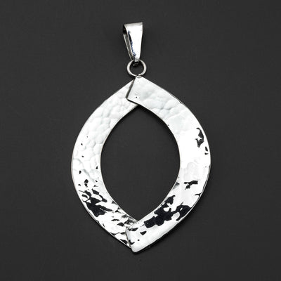 large hammered silver pendant