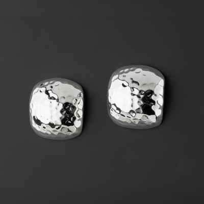 large hammered silver stud earrings