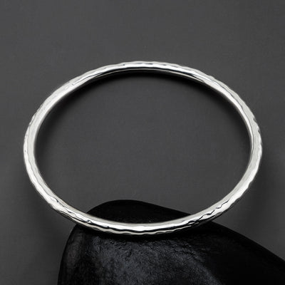 large hammered silver tube bangle