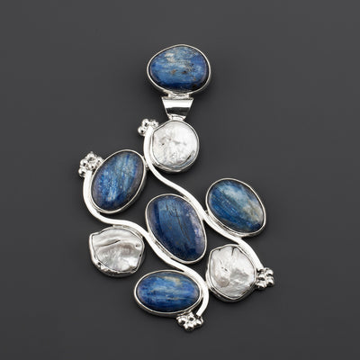 large kyanite and pearl pendant