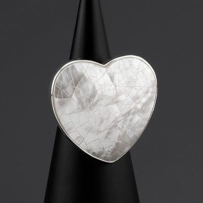 large mother of pearl heart ring