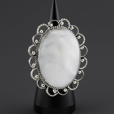 large mother of pearl statement ring
