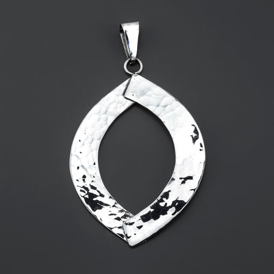 large open hammered sterling silver pendant