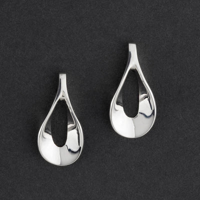 large open teardrop sterling silver stud earrings