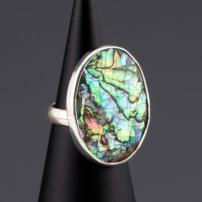 large oval abalone ring