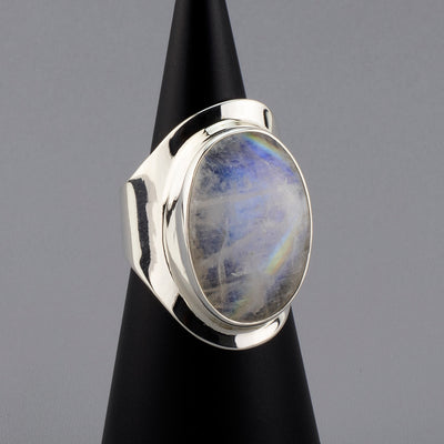 large rainbow moonstone ring