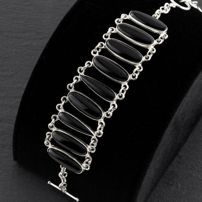 large sterling silver and black onyx bracelet