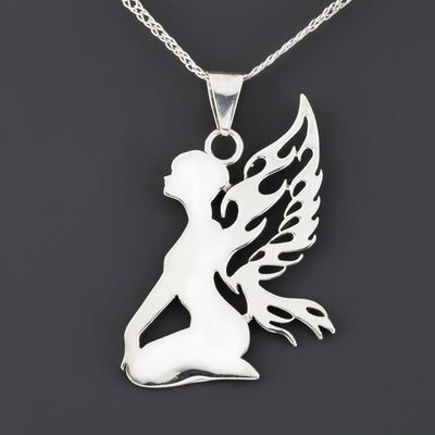 large sterling silver angel pendant