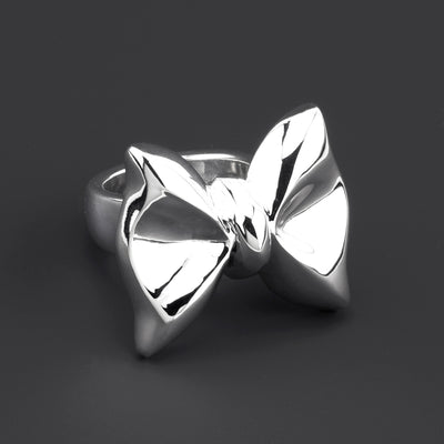 large sterling silver bow ring