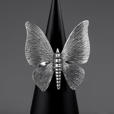 large sterling silver butterfly ring