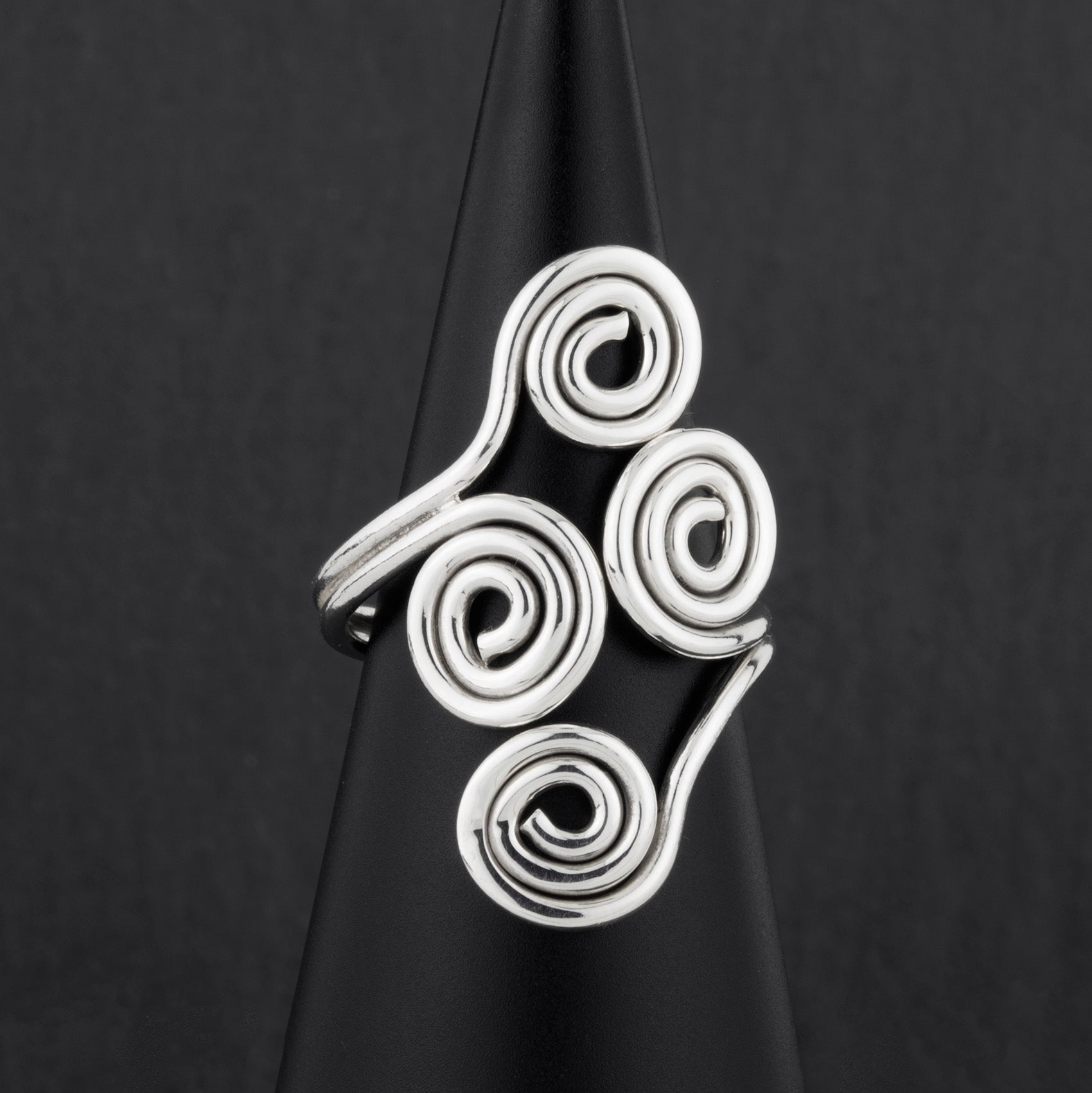 large sterling silver spiral boho ring