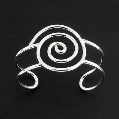 large sterling silver spiral cuff bracelet