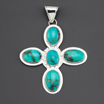 large tuquoise cross pendant