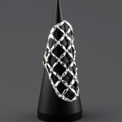 lattice queen long sterling silver ring