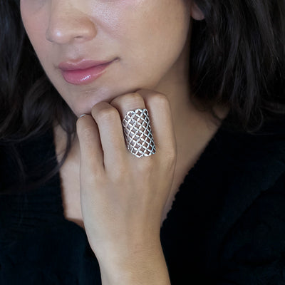 Mesh Drama Sterling Silver Ring