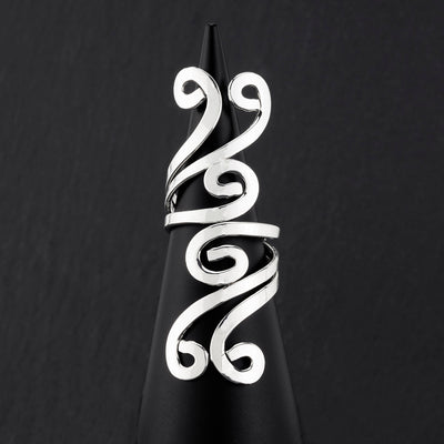 long sterling silver swirl ring