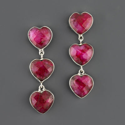 love drops ruby heart earrings
