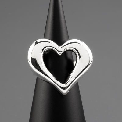 love loop chunky silver heart ring