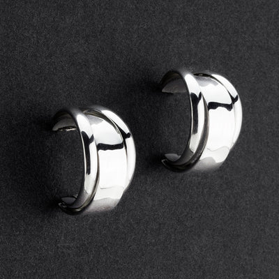 luna curve sterling silver hoop earrings