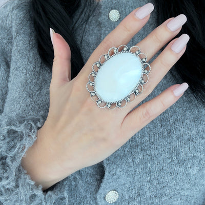 Moon Petal Mother of Pearl Ring