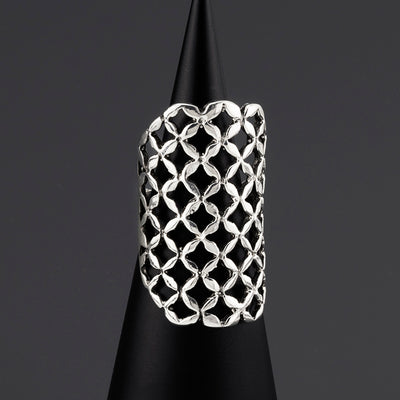 mesh drama sterling silver ring