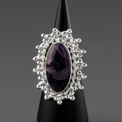 midnight crown chunky silver amethyst ring