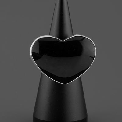 obsidian kiss large heart ring