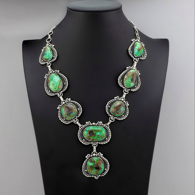 one of a kind chrysocolla necklace and ring set