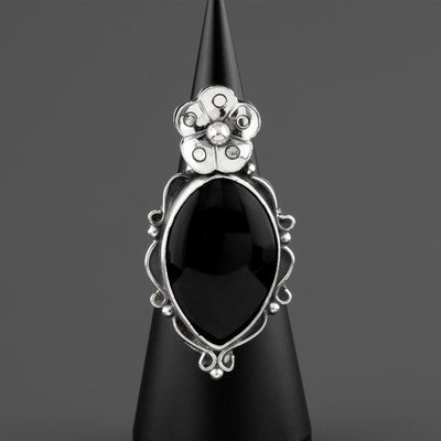 Midnight Bloom Onyx Ring