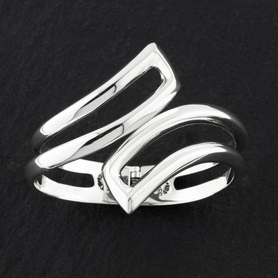 open flow sterling silver hinged bracelet