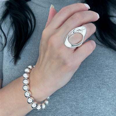 organic fluid silver ring