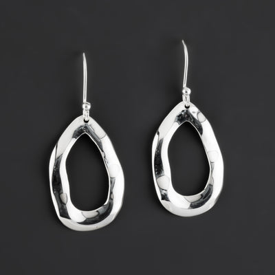 organic sterling silver drop earrings