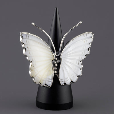 Large Pearl Butterfly Silver Ring