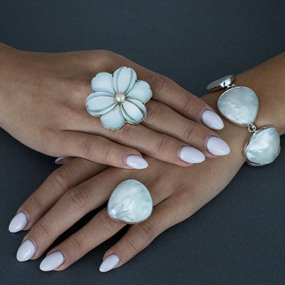 Luna Bloom Mother of Pearl Flower Ring